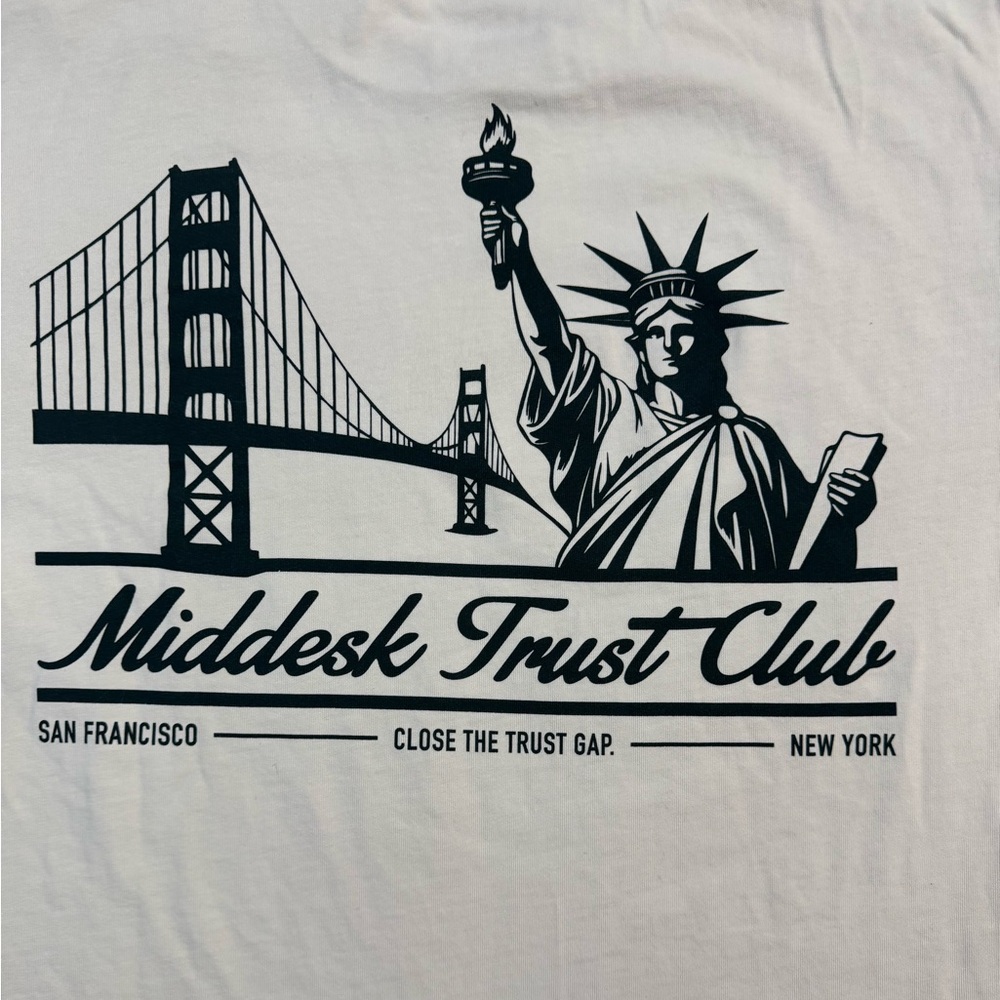 Middesk Trust Club T‎ Shirt Large Cream Heavy Cotton Graphic USA Cities - Picture 2 of 6